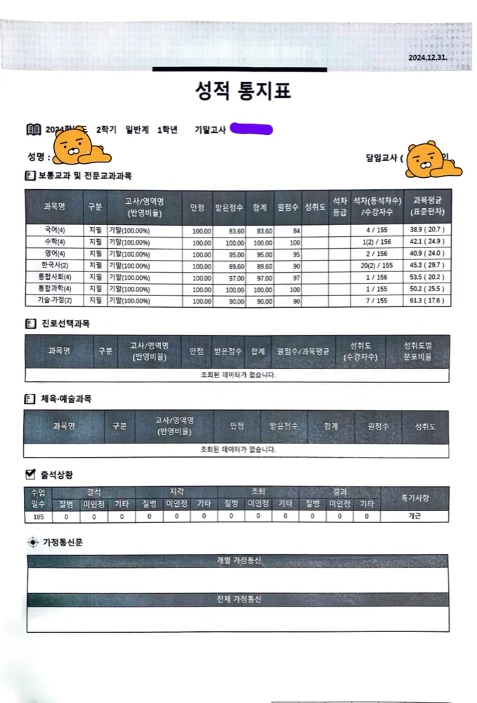 성적 통지표 1